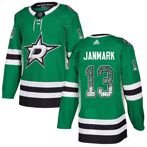 Adidas Men Dallas Stars #13 Mattias Janmark Green Home Authentic Drift Fashion Stitched NHL Jersey